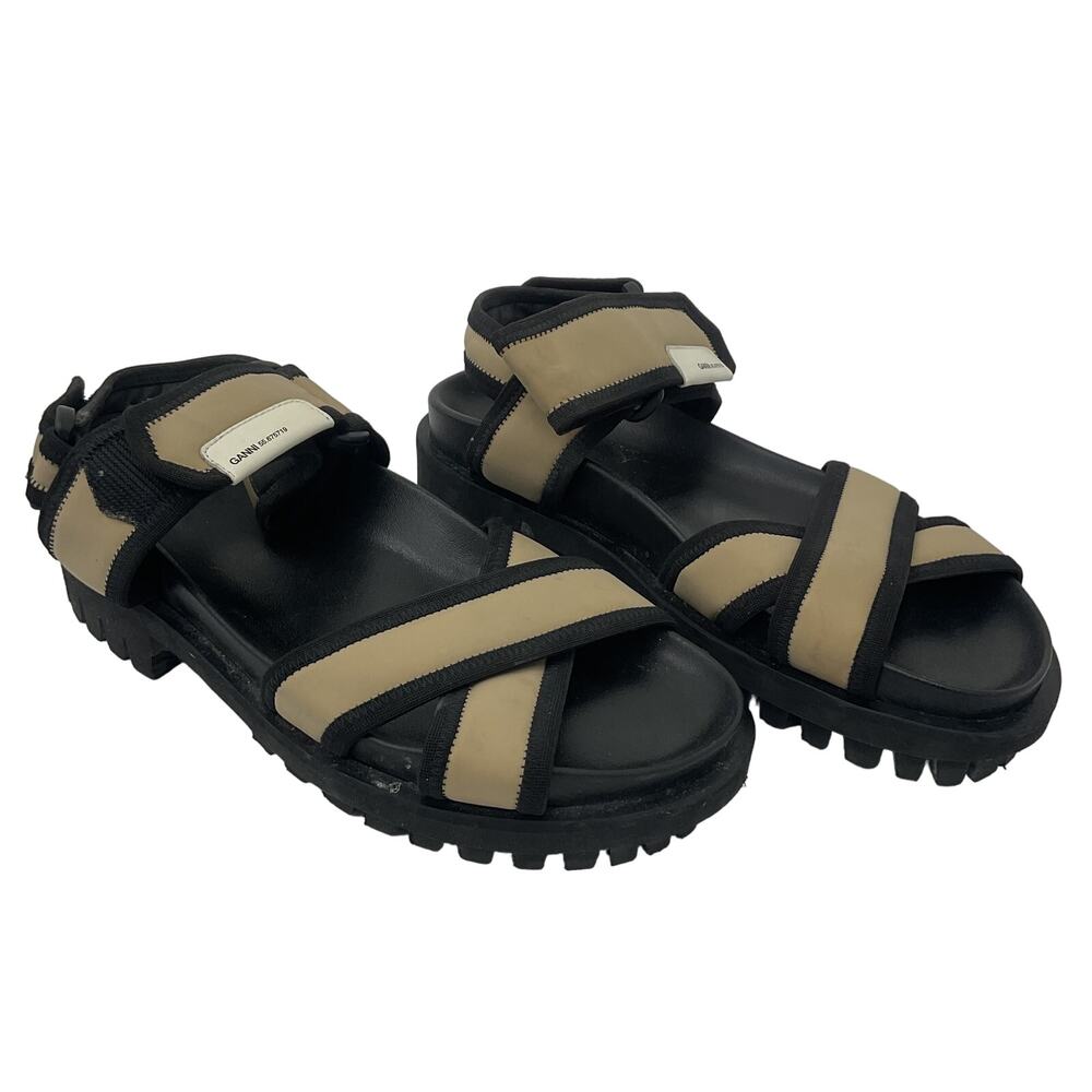 Ganni Hiking Nylon Sandal In Ermine